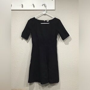 J. Crew Factory Ponte Knit Short Sleeve Navy Fit & Flare A-Line Mini Dress Sz 2